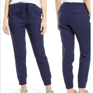 Caslon Navy Blue Linen Joggers, Women’s Size XS